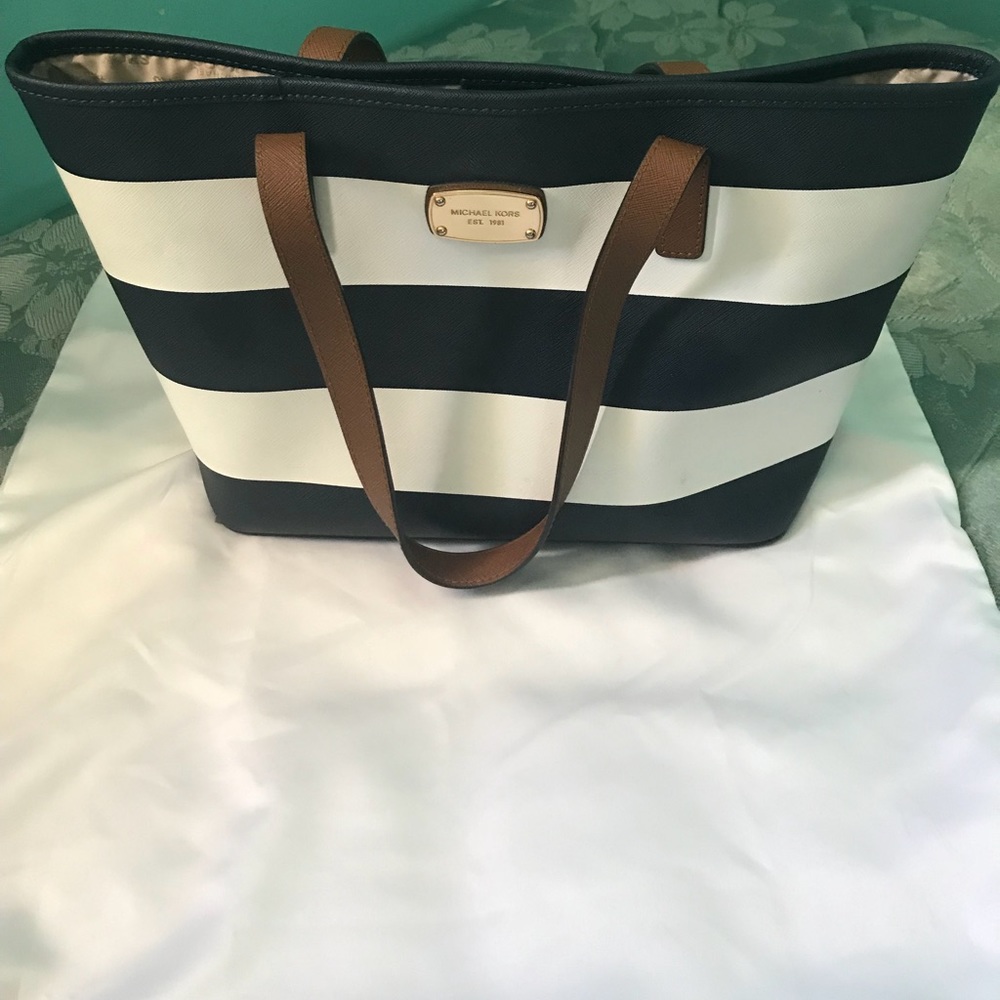 Michael Kors Navy and white stripe purse